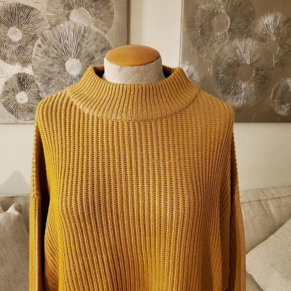 Topshop Mustard Knitted Funnel Neck Sweater Sz MP - Picture 4 of 11